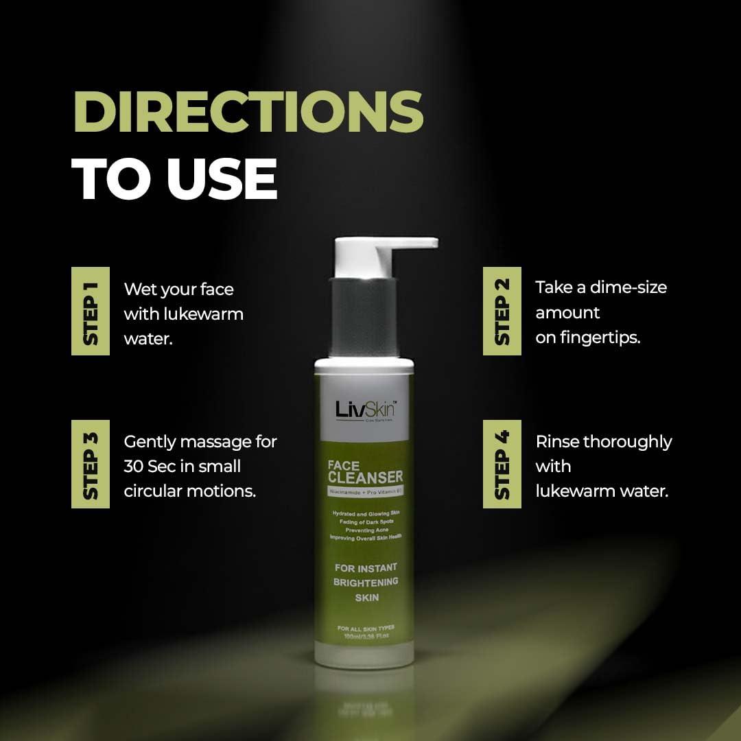 Directions to use the face cleanser
