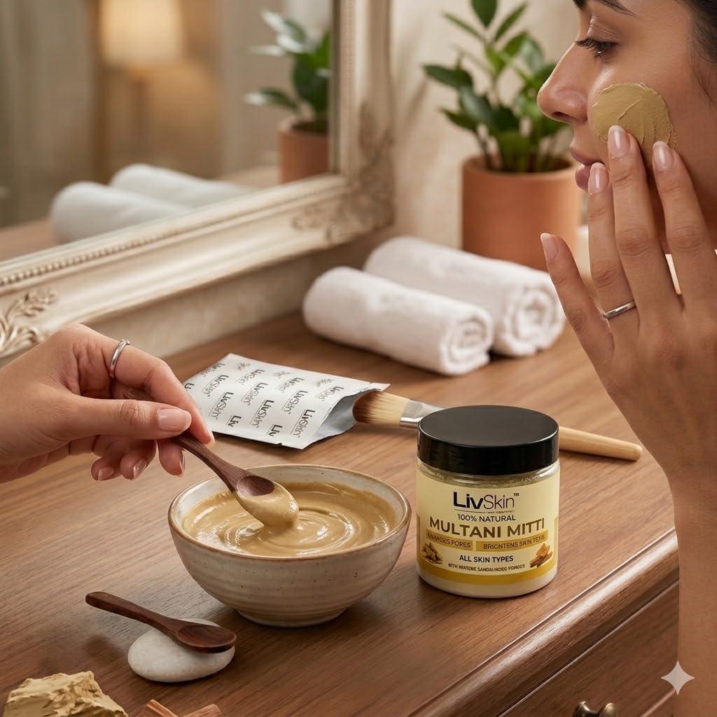 Preparing a sandalwood multani mitti face pack