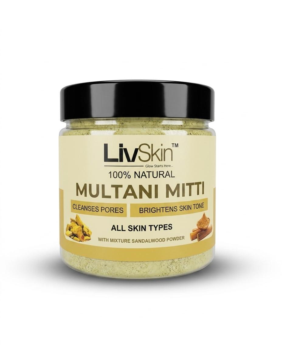 Multani Mitti with Sandalwood Powder jar, front